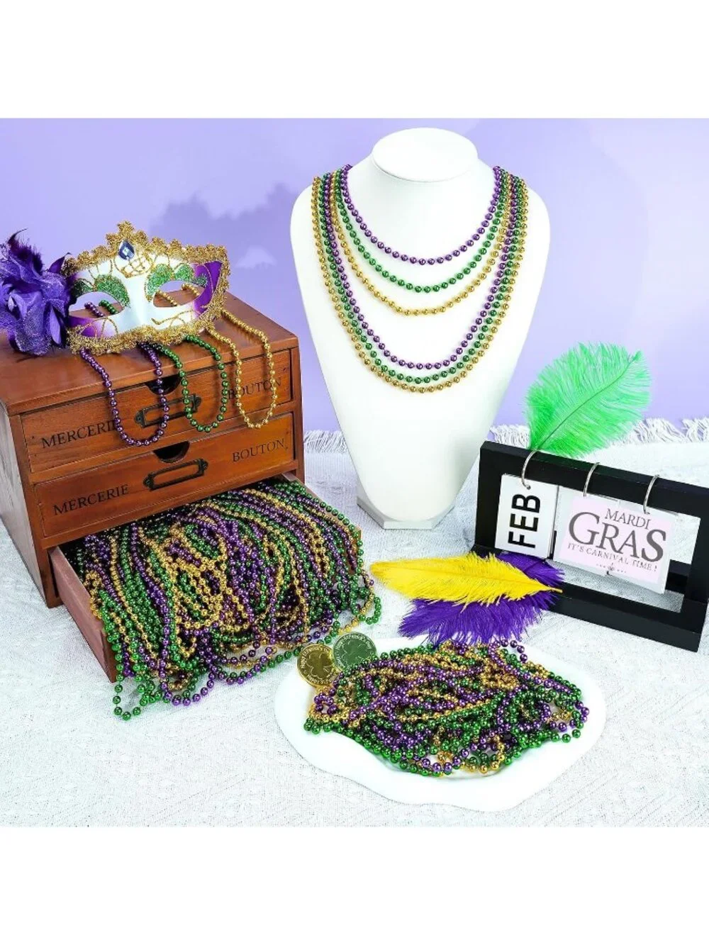 100PCS Orange Mardi Gras Bead Necklaces 33